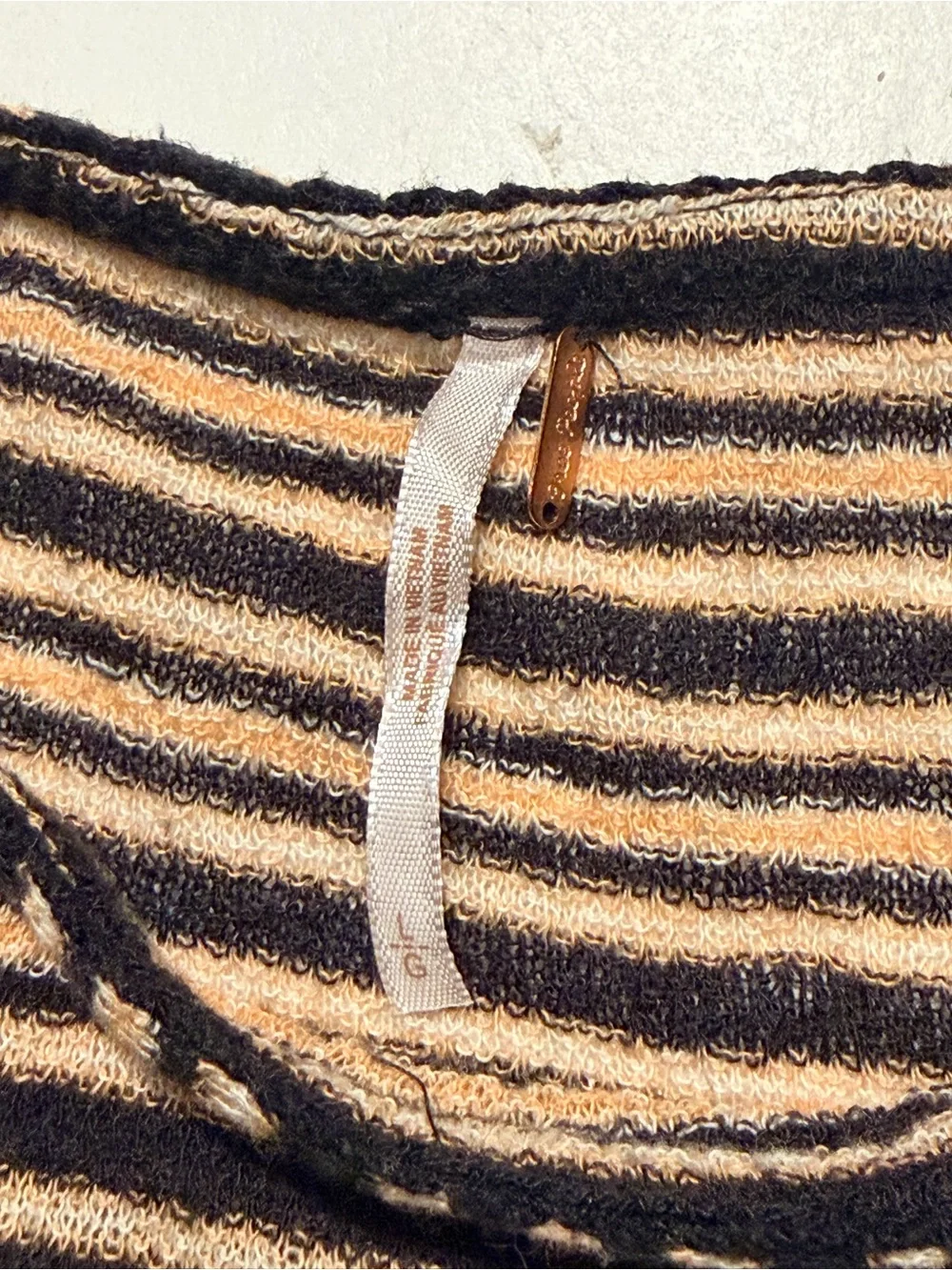 Free People Womens L Striped Puff Sleeve Knit Scoop Neck Top Tee Boho